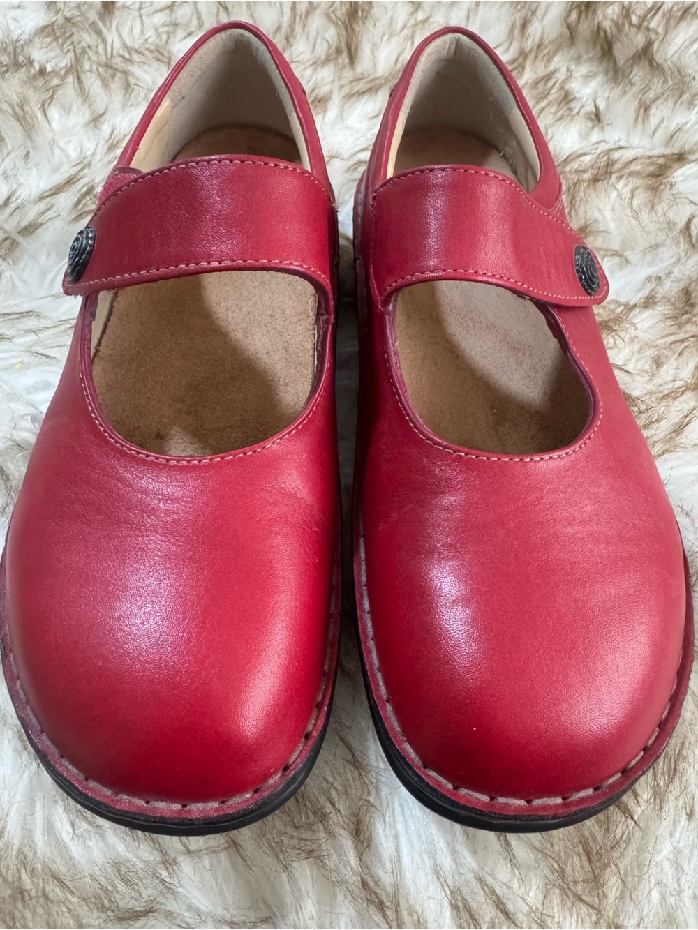Finn Comfort woman Mary Jane Leather Shoes - Red size 39